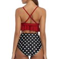 thumbnail image 2 of Women Two Piece Swimsuits High Waisted Ruffle Flounce Bikini V Neck Tummy Control Bathing Suit Dark Red Polka Dot (XL, 2 of 6
