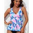 thumbnail image 4 of Beautyin Womens V-neck Ruffle Tankini Tops Layered Padded Swimsuits Top UPF 50+ Flowy Bathing Suits Swimwear Top Only, 4 of 5