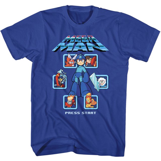 Mega Man T-Shirt pour Adulte Mm1 Select Screen Remix Screen Press Start Video Game