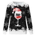 thumbnail image 4 of TIMIFIS Hauts de Noël pour Femmes Décontracté Mignon Verre de Vin Chapeau de Père Noël Imprimé Chandail Col Rond Chandails d'Hiver Manches Longues Chandail en Molleton Cadeaux de Noël, 4 of 4