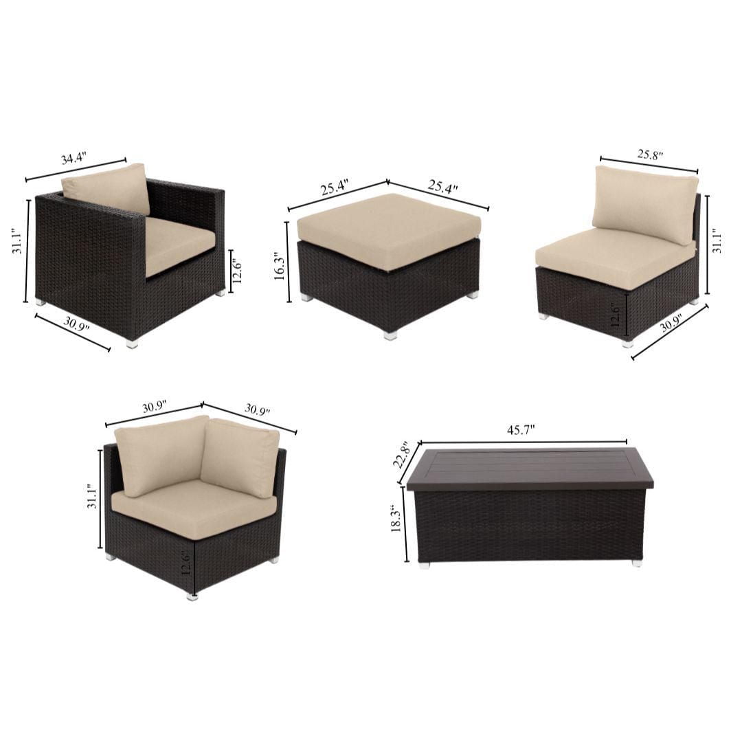 Innesbrook Collection Ensemble de conversation de patio en aluminium 9 pièces avec coussins beige