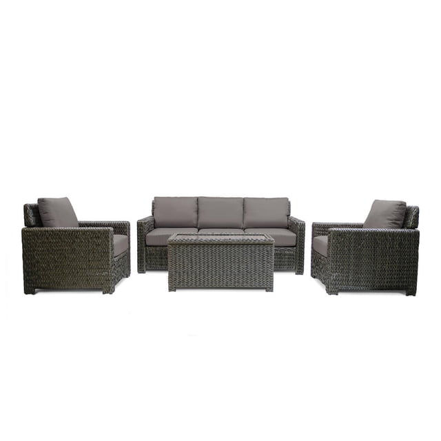 Krikacy 6-PCS Outdoor Wicker Modular Sofa Chair Set w/Cabinet Coffee table, All-Weather HDPE, Grey