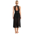 thumbnail image 2 of Sinleey Costumes de Danse Lyrique pour Femmes Robe Longue Fluide en Tulle Sans Manches à Sequins Moderne Contemporain Noir TG, 2 of 6