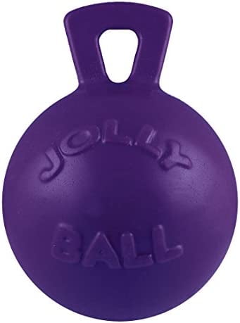CHOK Tug-n-Toss Heavy Duty Dog Toy Ball with Handle  6 Inches/Medium  Purple
