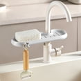 thumbnail image 1 of Adjustable Faucet Sponge Holder – Rustproof Stainless Steel Organizer for Kitchen Sink & Bathroom Shower, Tool-Free Installation & Ventilated Design White, 1 of 8