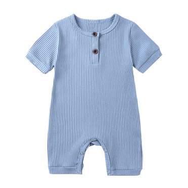 FAIWAD Newborn Baby Boys Girls Romper Ribbed Bodysuits Long Sleeve Button Down Loose Jumpsuit