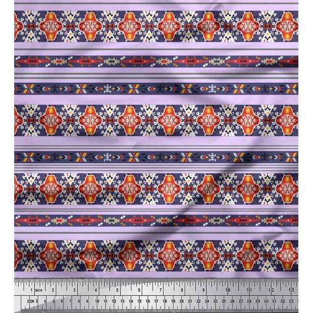 Soimoi Poly Georgette Fabric Ikat Southwestern Fabric Prints by Yard 52 Inch Wide