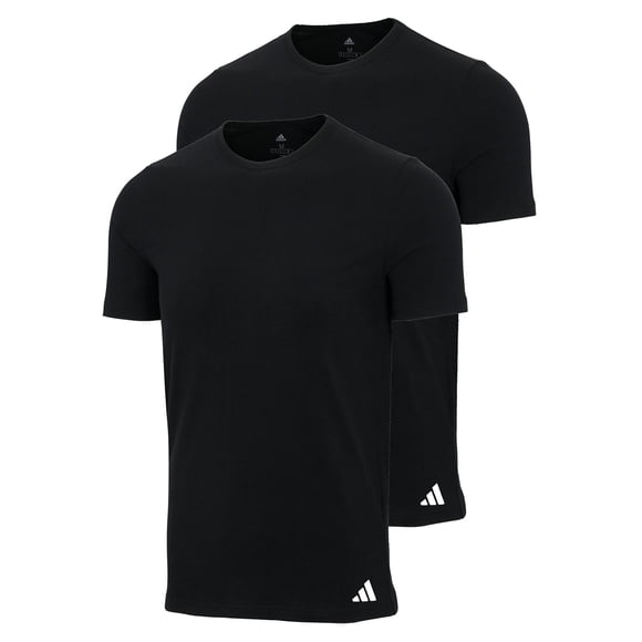 adidas Men T-Shirt, 2-pack - Crew Neck Shirt, Active Flex Cotton, solid colour Black M (Medium)