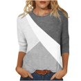 thumbnail image 2 of TIMIFIS T-Shirts Décontractés pour Femmes Manches 3/4 à Blocs de Couleur Hauts Mignons Blouses Confortables Automne, 2 of 4