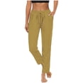 thumbnail image 2 of Jsaierl Women's Straight Leg Sweatpants Drawstring High Wasited Athletic Cropped Pants Solid Color Workout Jogger Sweat Pants with Pockets, 2 of 9