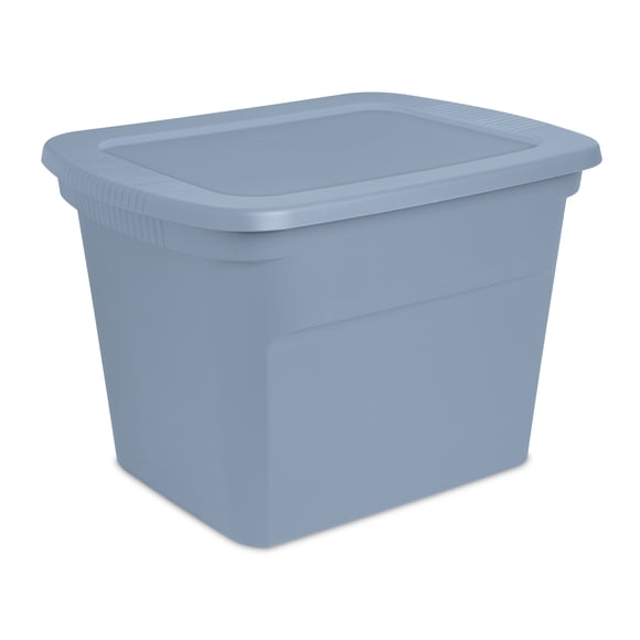 Sterilite Bac de rangement en plastique de 68 L avec couvercle à pression, empilable, bleu pâle