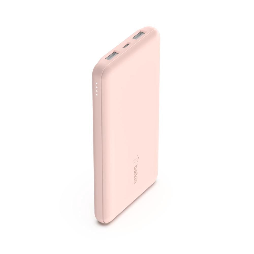 Belkin USB-C Portable Charger Power Bank, 10,000 mAh with 1 USB-C Port and 2 USB-A Ports for up to 15W Charging for iPhone 14 Pro, 14 Pro Max, AirPods, iPad, Galaxy S23, S23+, Ultra - Rose Gold