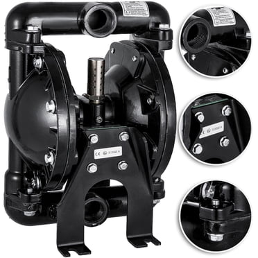 VEVOR Pompe à Double Diaphragme à Air, Entrée/sortie de 1 Pouce, Aluminium, 24 GPM Max, 120 Psi, pour Usage Industriel Chimique, QBY4-25LF46-1inch-35