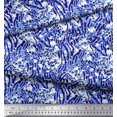 thumbnail image 2 of Soimoi Blue Modal Satin Fabric Leopard & Wild Animal Skin Decor Fabric Printed BTY 42 Inch Wide, 2 of 3