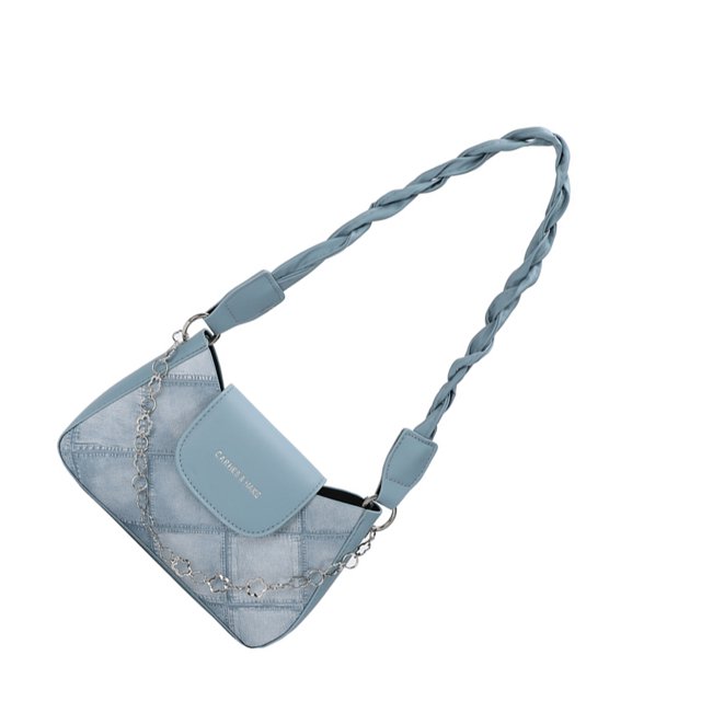 ZheElen Trendy Chain Fashion Single Shoulder Crossbody Bag With Hardware Exquisite blue