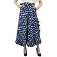 thumbnail image 1 of Phagun Robe Imprimée Shibori pour Femmes, Ceinture Auto, Coton, à Volants, Bleu Foncé, Portefeuille, 1 of 6