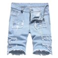 thumbnail image 3 of Cargo Jeans for Men Men's Breathable Ripped Stretch Personality Splash Ink Trend Quarter Jeans Jeans Homme Blue M, 3 of 4
