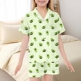 thumbnail image 2 of Pyjama en Satin pour Enfants pour Fille, Ensemble de Pyjama à Boutons avec Motif pour Filles, Tenue de Nuit, Pyjama de Noël pour Garçons, Taille 4T 5T, 2 of 7
