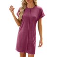 thumbnail image 1 of TJAZFJPA Robe Serviette Femme 2025 Mode Décontractée Printemps et Été Col Rond Couleur Unie Manches Courtes Couture Robe Ample Robe de Mariée Dos Ouvert pour Femmes, 1 of 6