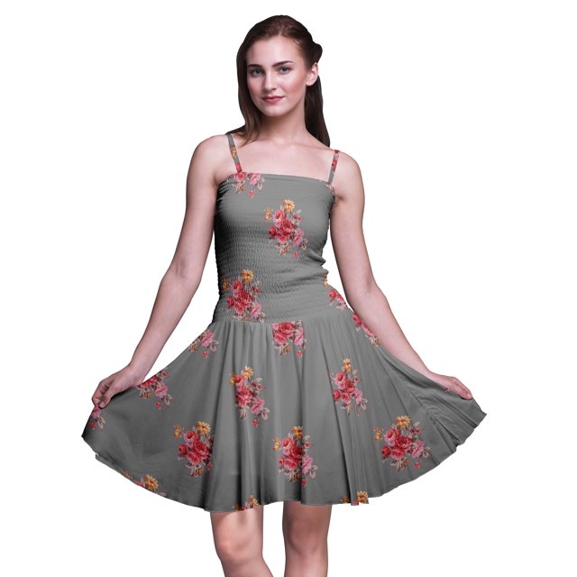 Bimba Robe d'Été à Bretelles Spaghetti à Imprimé Floral Robe de Plage pour Vacances et Fêtes - Très Petit