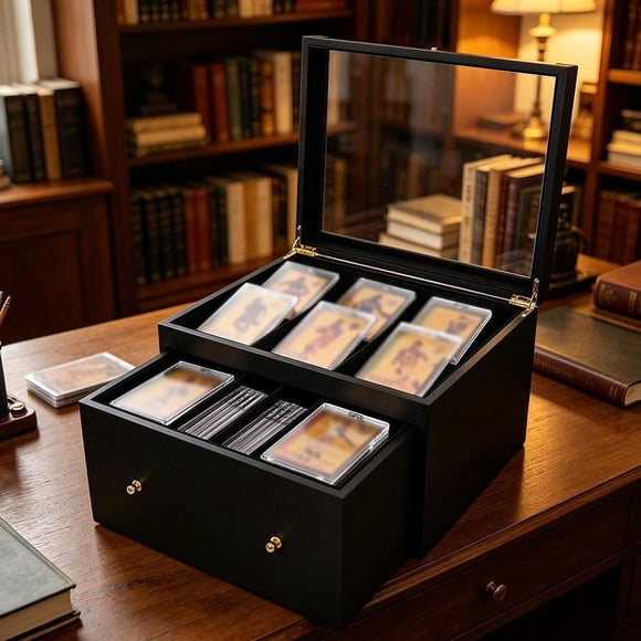Blinkol Trading Card Storage Box Cards Organizer Durability Graded Card Display Case Black
