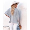 thumbnail image 4 of Women's Oversized Batwing Tops Casual Round Neck Half Sleeve Irregular Blouse Shirts, 4 of 6