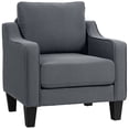 thumbnail image 1 of HOMCOM Armchair, Linen Accent Chair with Pocket Spring, Charcoal Grey, 1 of 10