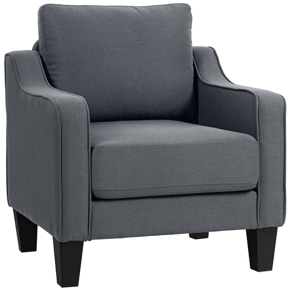 HOMCOM Fauteuil, Fauteuil d'Appoint en Lin avec Ressorts Ensachés, Gris Anthracite