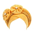 thumbnail image 2 of Fashion Women Beading Braid Hat Muslim Ruffle Cancer Wrap Cap Sleep Caps Satin Lined Hair Bonnets, 2 of 2