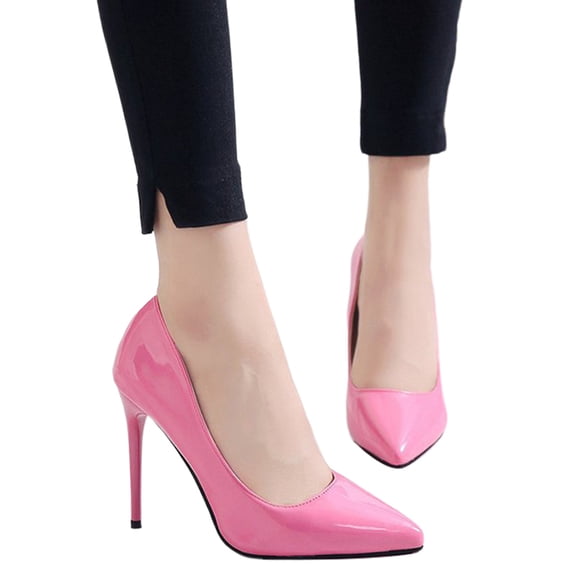 Woobling Womens Pumps Pointed Toe Dress Shoes Slip On High Heels Lightweight Work Comfort Stiletto Pink 9