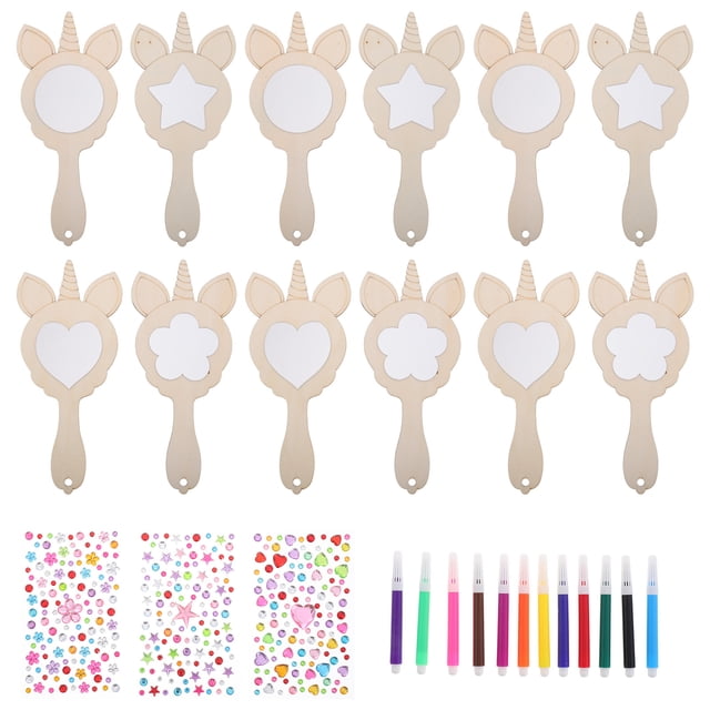 Unicorn Mirror Craft 1 Set Small Mirrors For Crafts And Diy Wooden Mirror By Children