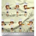 thumbnail image 1 of Soimoi Crepe Silk Fabric Cook Girl Print Fabric by Yard 42 Inch Wide, 1 of 3