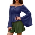 thumbnail image 2 of Soki Womens Renaissance Victorian Peasant Ruffle Smocked Waist Boho Pirate Shirt Blouse Cosplay Costume, 2 of 9