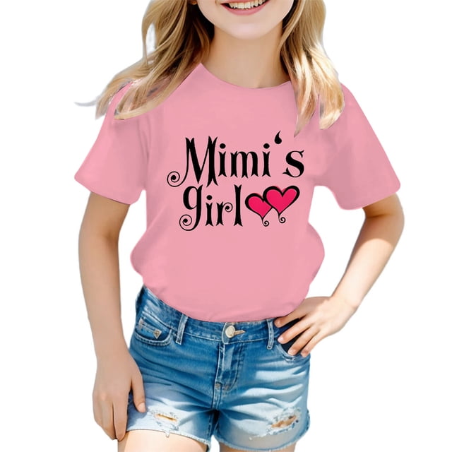 PMVFHDE Hauts Décontractés pour Fille Robe T-Shirt pour Filles T-Shirts Chemises pour Fille Grande Taille T-Shirts Mignons pour Fille T-Shirt Graphique Mignon pour Fille Col Rond Manches Courtes T-Shirt d'Été Décontracté Rose, 7-8 Ans