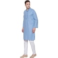 thumbnail image 2 of Traditional Cotton Men's Kurta Set Embroidered India Clothes (Sky Blue, M), 2 of 5