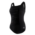 thumbnail image 1 of Speedo Women's Plus Solid Shirred Tank One Piece Swimsuit - Speedo Black, 24, 1 of 2