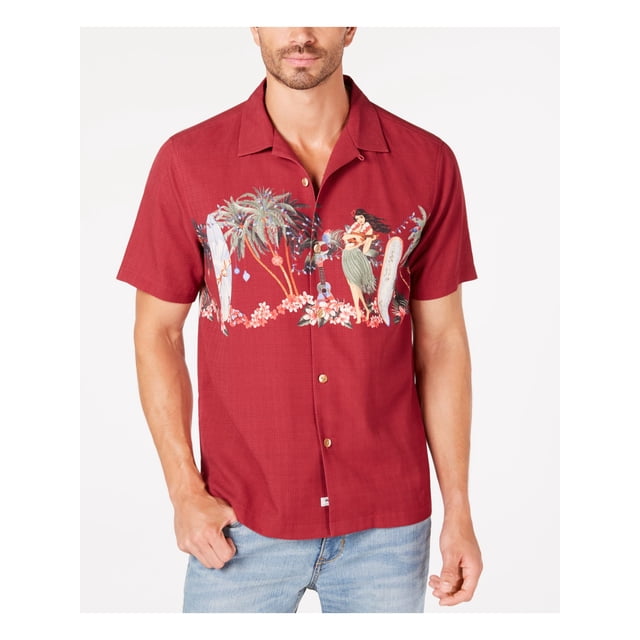 TOMMY BAHAMA Chemise Décontractée Homme Mele Kelikimaka Rouge Graphique Manches Courtes Coupe Classique Boutonnée TTTG