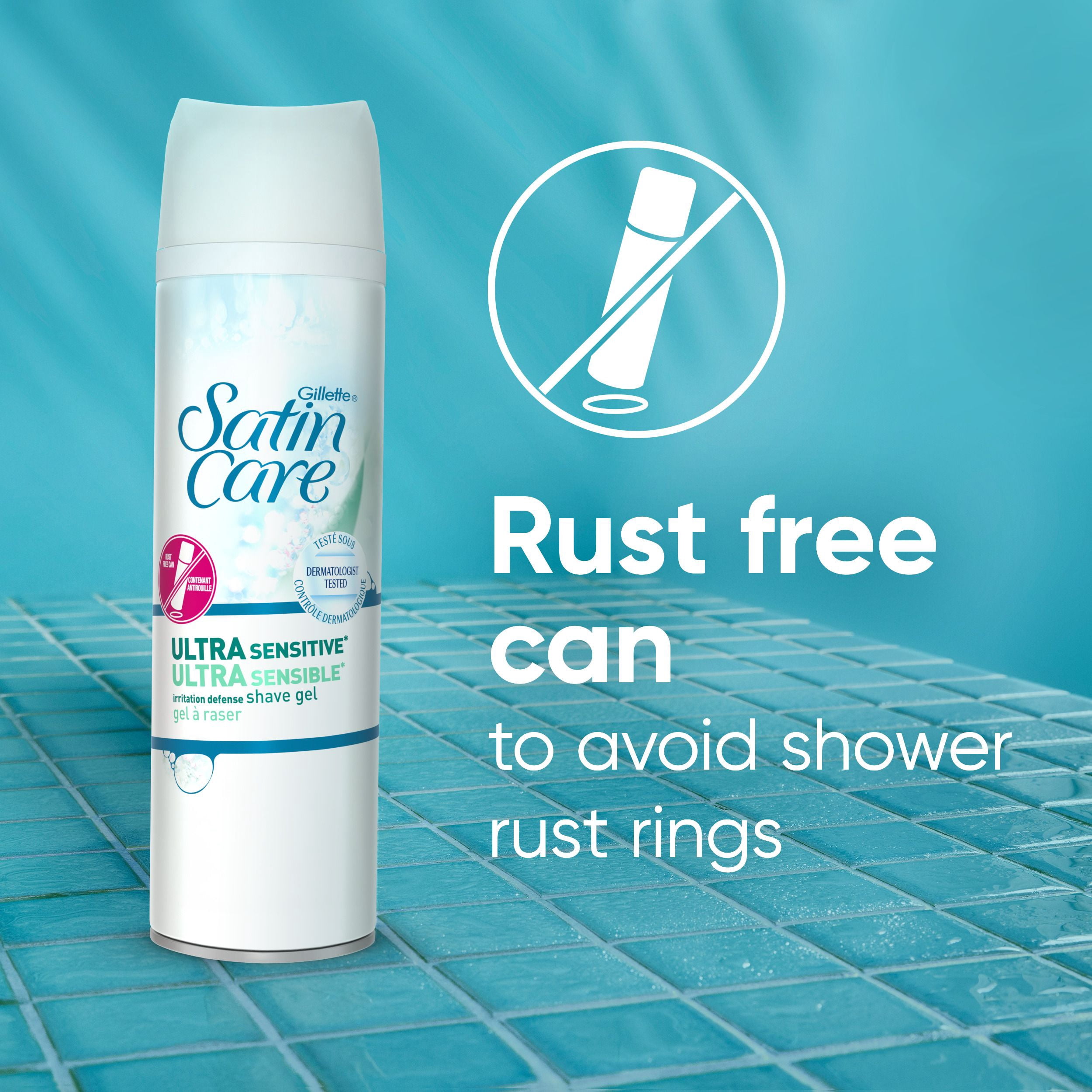 Gel à raser Gillette Venus Satin Care Peau ultra sensible, crème à raser pour femmes, non parfumé, 198g (7oz)