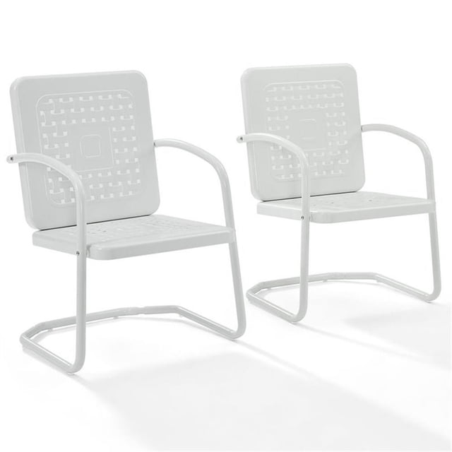 Pemberly Row Chaise de Patio Industrielle en Métal Blanche (Ensemble de 2)