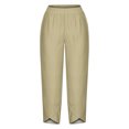 thumbnail image 4 of RXIRUCGD Women's Summer Comfortable Loose Wide Legged Fashion Solid Color Capris, Khaki, Size: L, 4 of 5