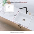 thumbnail image 3 of Stylish Dual Mount 22" White Composite Granite Single Bowl Kitchen Sink with Strainer S-822H, 3 of 14