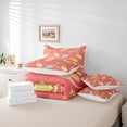 thumbnail image 5 of YST 7Pcs Kids Dinosaur Comforter Set with Sheets, Hot Orange Cartoon Dino Bedding Set, Polyester, Comforter & Duvet Type, King (1 Count), 5 of 5