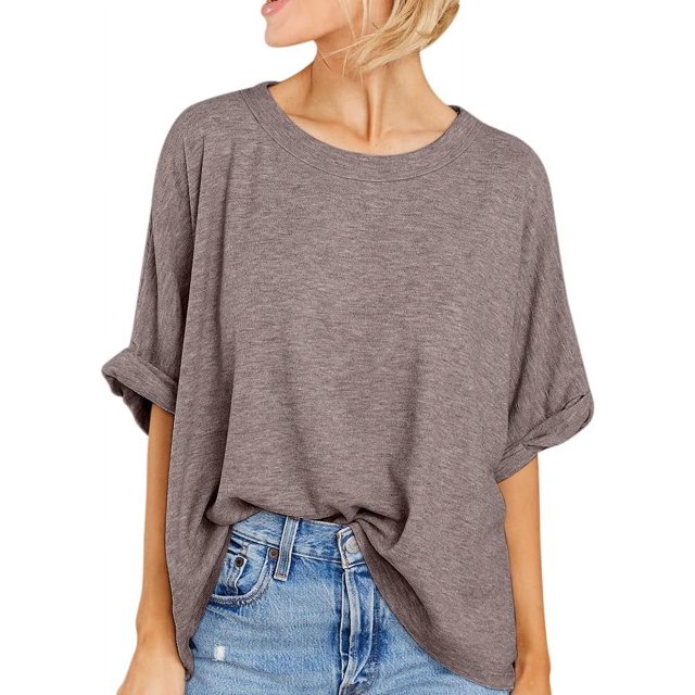 ORUYROP T-Shirt Surdimensionné pour Femmes Été Décontracté à Manches Courtes Tee Ample Hauts