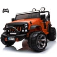 thumbnail image 1 of VOLTZ TOYS Jeep Wrangler Style 24V 2-Seater Kids Ride-On Car Truck, Classic Motorized Off-Road Toy Vehicle with Parent Remote Control, All-Terrain Wheels, Orange, 1 of 9