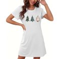 thumbnail image 1 of Sakmal Robe de Nuit Douce Moomoo pour Femmes Blanche Grande Taille Confortable de Noël Robe de Sommeil Imprimé Arbres de Noël Manches Courtes Col Rond Courtes Robes de Nuit P-2TG, 1 of 5