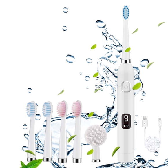 Antqov Toothbrush, Toothbrush with 5 Brush Heads+Cleaning Head, 9 Cleaning Modes,Smart 20-speed Timer Toothbrush IPX7 -Newly Upgraded, Home Accessories