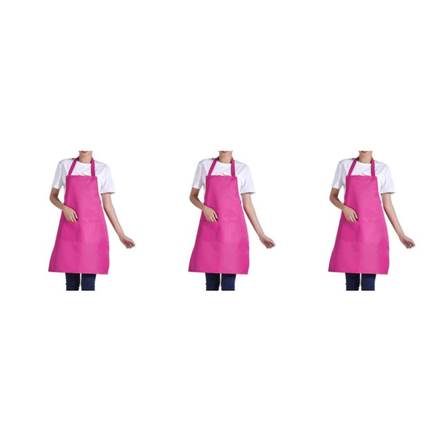 ZheElen 12pcs Innovative And Convenient Adjustable Cotton Linen Kitchen Chef Bib Apron Rose Red 3Set