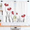 thumbnail image 1 of ORUYROP Rideaux de Cuisine à Fleurs Rouges 55 x 39 Pouces Pétales Floraux Poche pour Tringle Lignes de Feuilles Géométrique Moderne Femme Fille Blanc Noir Imprimé Salon Chambre Rideaux de Fenêtre Traitement Tissu 2 Pa, 1 of 5
