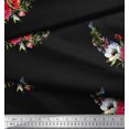 thumbnail image 2 of Soimoi Rayon Fabric Leaves & Anemone Flower Fabric Prints By Yard 42 Inch Wide, 2 of 3
