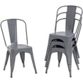 thumbnail image 1 of FDW Metal Dining Chairs Set of 4 Black Stackable Tolix Side Chairs, Backrest Scratch-Resistant Non-Slip Feet IndoorOutdoor Use 330 Lbs Capacity, 1 of 7